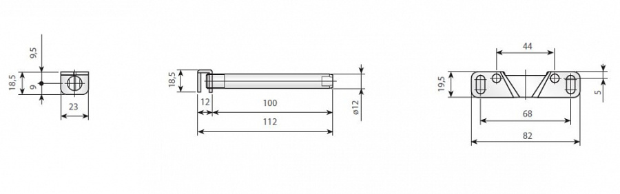 Полкодержатель скрытый d=12мм, L=100мм, 20кг на пару, TENTI-8