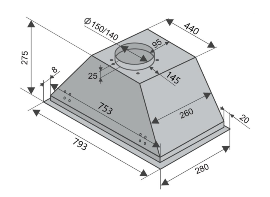 Вытяжка полновстраиваемая Falcon White Glass 80, 80см, с угольным фильтром, белый, Konigin