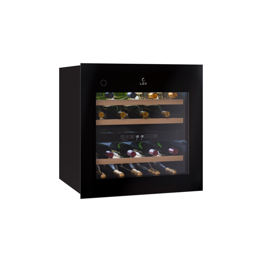 Винный шкаф LWD6036BL DUAL ZONE PP, 595х590х563 мм, стекло, черный, Lex