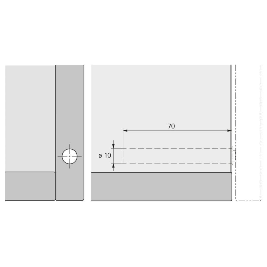 Толкатель Push Open Pin без магнита, врезной, длинный ход, пластик, светло-серый, Hettich
