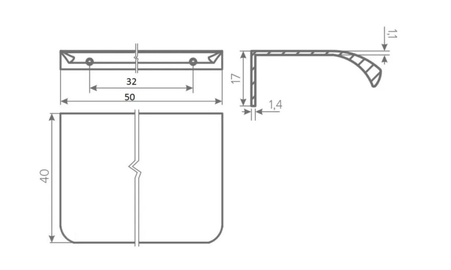 Ручка торцевая, HEXA, 32/50мм, металл, алюминий, GTV