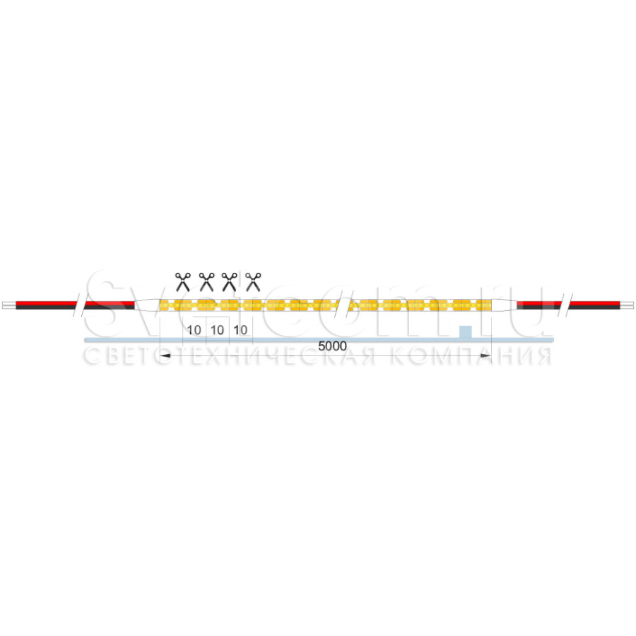 Лента  5х5000мм, COB, 12В, нейтральный, 8.0 Вт/м, 400 диодов/м, 1 100 Лм/м, IP20