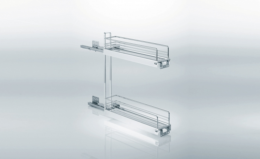 Корзина 150мм, 2 яруса, боковое правое, с напр. полн. выдвиж., плав. закр, 3D, хром, Kessebohmer