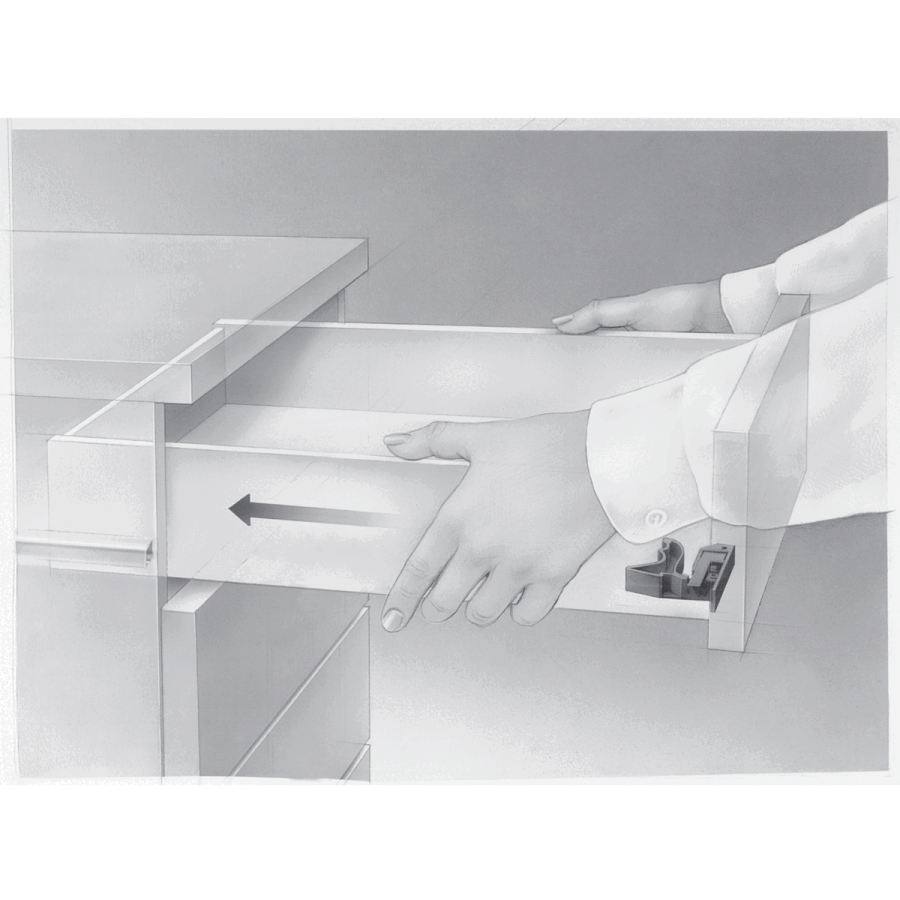 Направляющая Quadro V6 30 Push to open, 30 кг, NL550, полн выдвиж, надвиж монтажа, EB20, правая