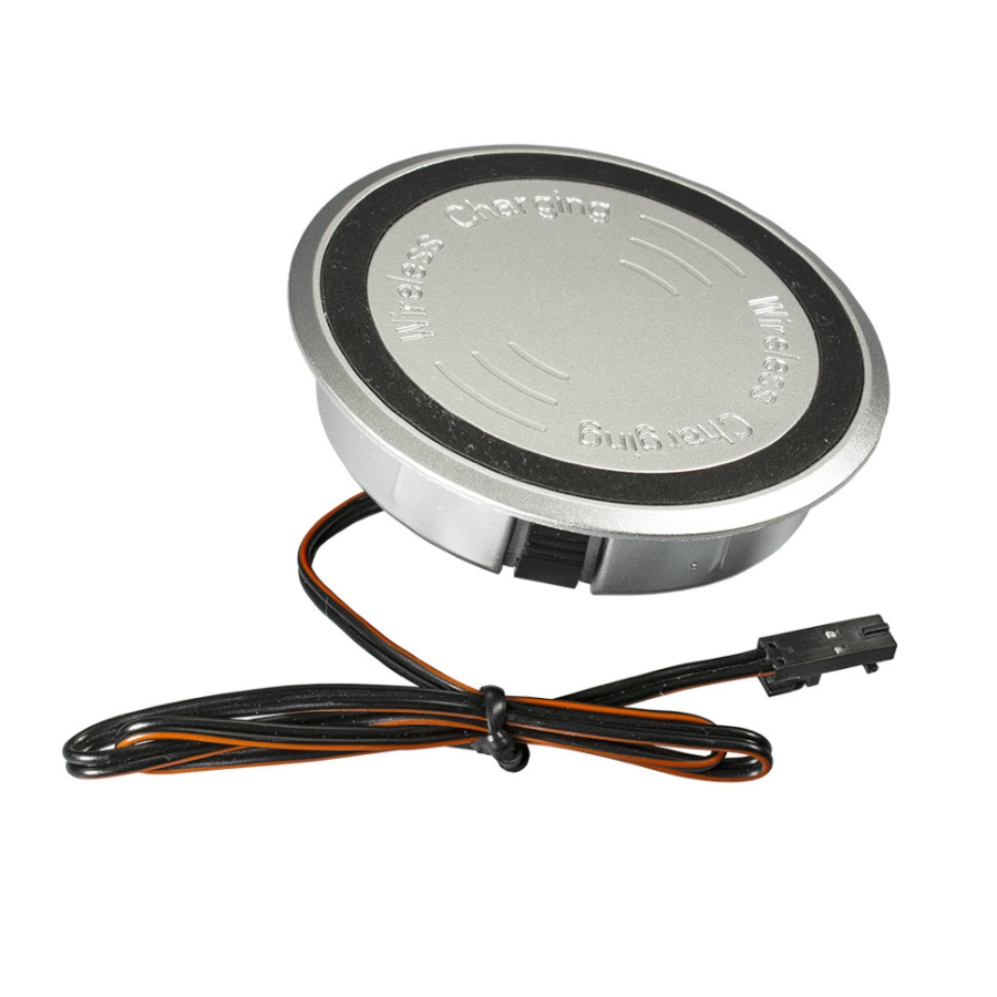 Встраиваемая беспроводная Qi, 12В/2А/15Вт, вход 12В, Ø70мм, серебро, IP44, GLS