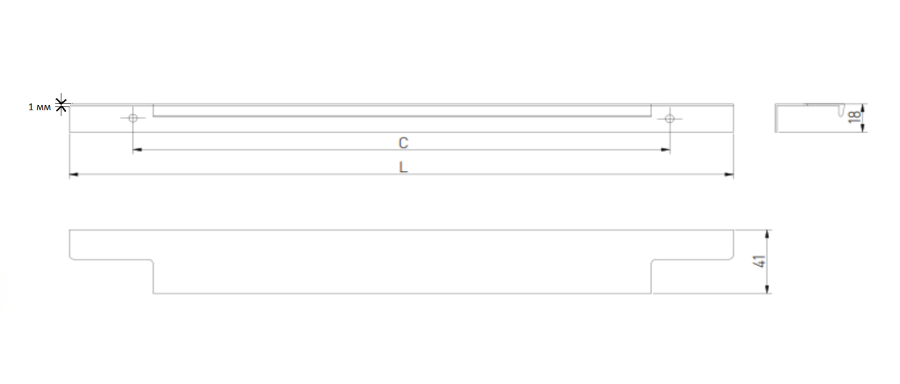 Ручка торцевая, LIND, 256/296мм, металл, черный матовый, GTV