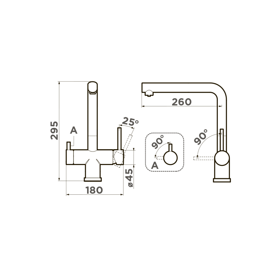 Смеситель Takamatsu-LG, нержавеющая сталь, светлое золото