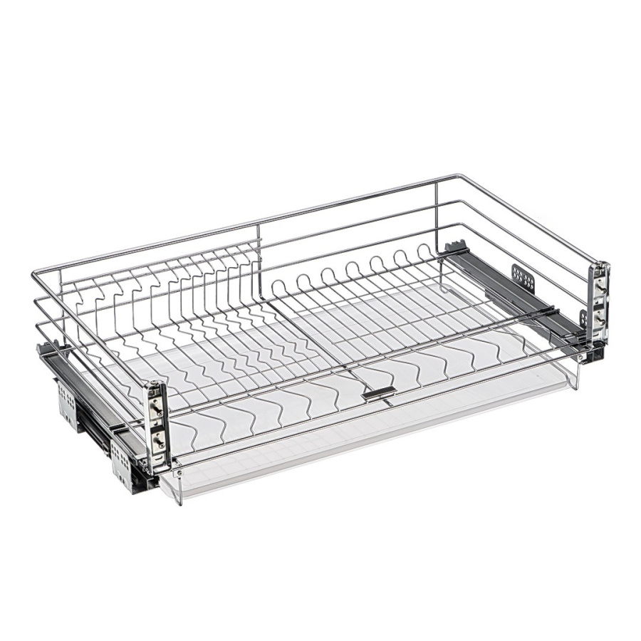 Сушка в нижний шкаф 800мм, скрытые напр. полного выдв. с доводчиком+крепл, хром, HISSEN