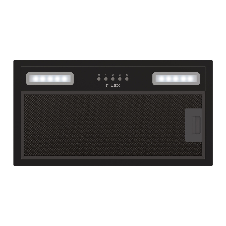 Вытяжка полновстраиваемая HYPER 600 BBL, 60см, б/угольного фильтра, черный, Lex