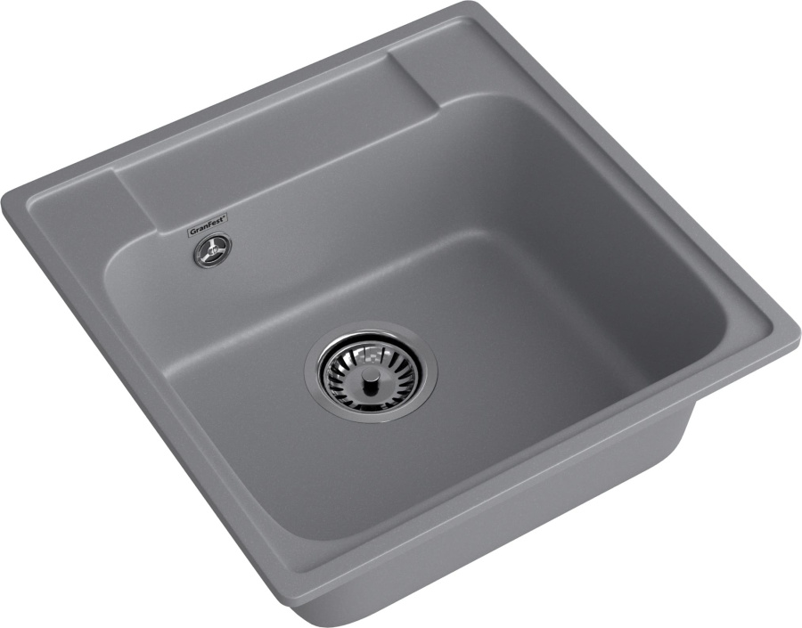 Мойка GranFest QUARZ 48, 478х478 мм, темно-серый (квадратная, без сифона)