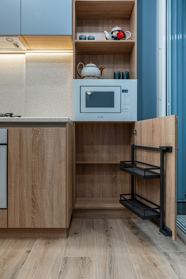 Стеллаж выкатной Тандем Сайд, 2 полки, 500х600мм, в базу на 600мм, антрацит, Kessebohmer