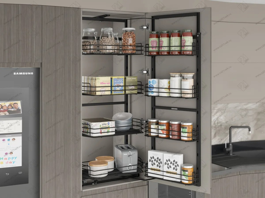 Колонна выкатная Summer, 4 корзины,530х510х1250-1400мм, в шкаф на 600мм, без доводчика, антрацит, Starax