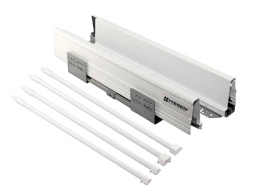 Ящик Prime Box, L=450мм, H=199мм, с 4 рейлингами, белый, HISSEN