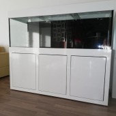 Custom aquarium with white PVC lid and cabinet