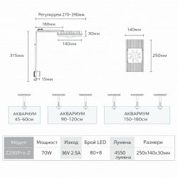 Week Aqua Z250 Pro RGB+UV LED осветление за аквариум