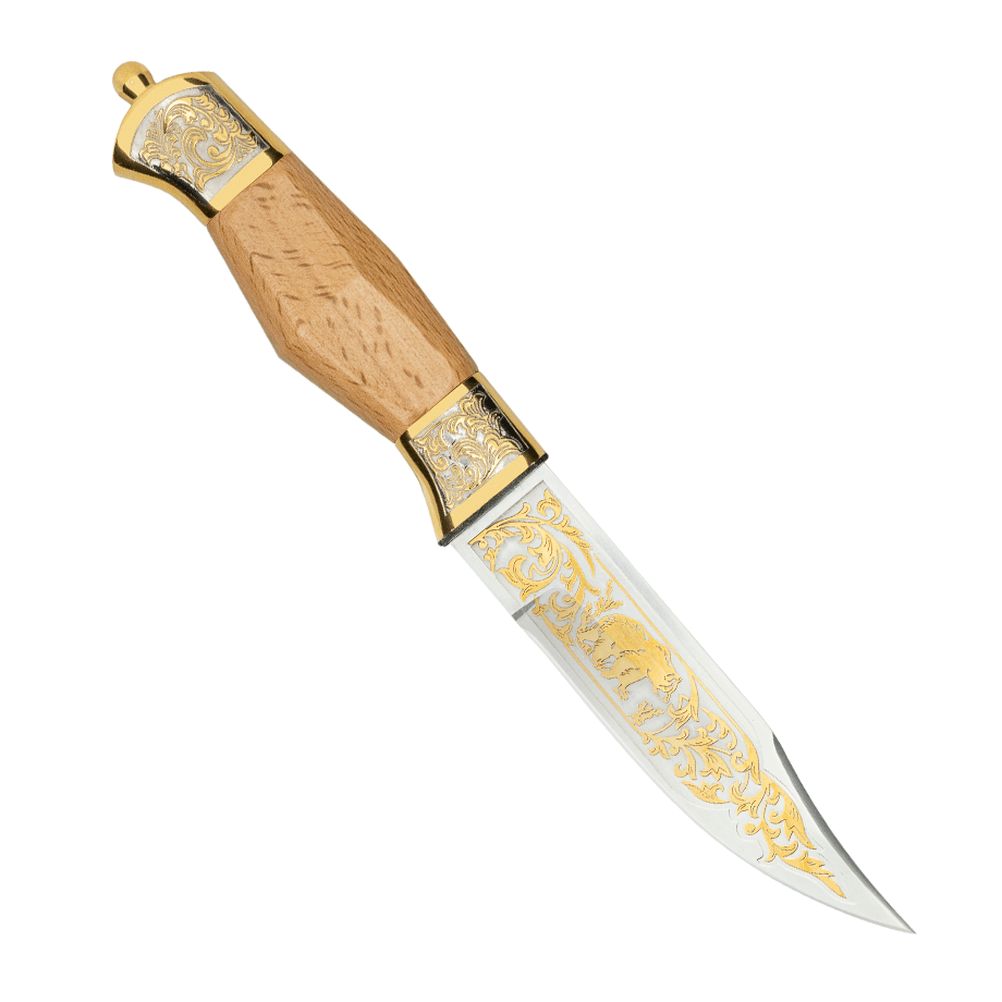Нож туристический золоченый