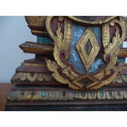 Antiker Ayutthaya-Buddha aus Teakholz mit Steinverzierung – Thailand, Ende 18. Jahrhundert, 79 cm - T6