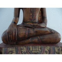 Antiker Ayutthaya-Buddha aus Teakholz mit Steinverzierung – Thailand, Ende 18. Jahrhundert, 79 cm - T6