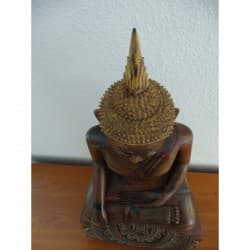 Antique Ayutthaya Buddha in Teak with Stone Inlay – Thailand, Late 18th Century, 79 cm - T6