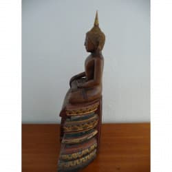 Antique Ayutthaya Buddha in Teak with Stone Inlay – Thailand, Late 18th Century, 79 cm - T6