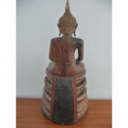 Antique Ayutthaya Buddha in Teak with Stone Inlay – Thailand, Late 18th Century, 79 cm - T6