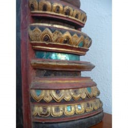 Antiker Ayutthaya-Buddha aus Teakholz mit Steinverzierung – Thailand, Ende 18. Jahrhundert, 79 cm - T6