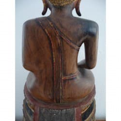 Antiker Ayutthaya-Buddha aus Teakholz mit Steinverzierung – Thailand, Ende 18. Jahrhundert, 79 cm - T6