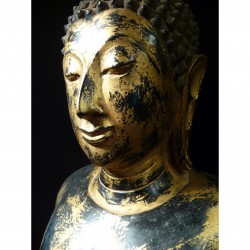 Antique Wooden Buddha Bust – Bangkok Period, Thailand, Late 19th Century, 100 cm - T20