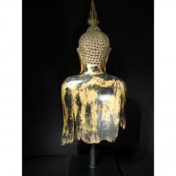 Antike Buddha-Büste aus Holz – Bangkok-Periode, Thailand, Ende 19. Jahrhundert, 100 cm - T20