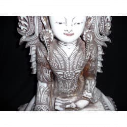 Antique Jambupati “King” Buddha in Alabaster – Burma, Early 20th Century, 60 cm - A189