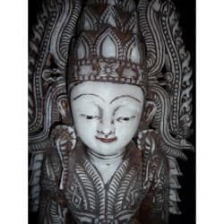 Antique Jambupati “King” Buddha in Alabaster – Burma, Early 20th Century, 60 cm - A189