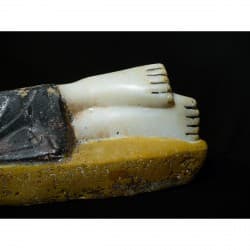 Antique Reclining Mandalay Buddha in Painted Alabaster – Burma, Late 19th Century, 49 cm - A28