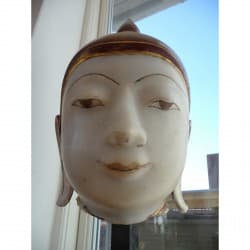 Antique Shan Buddha Head in Alabaster – Burma, 18th Century, 70 cm - A26