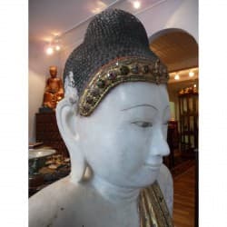 Großer Mandalay-Buddha aus Alabaster – Burma, Mitte 19. Jahrhundert, ca. 140 cm - A111