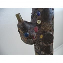 Antique Opium Pipe with Stone and Coin Inlay – India, Early 20th Century - AND100