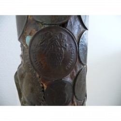 Antique Opium Pipe with Stone and Coin Inlay – India, Early 20th Century - AND100