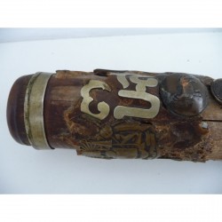 Antique Opium Pipe with Stone and Coin Inlay – India, Early 20th Century - AND100