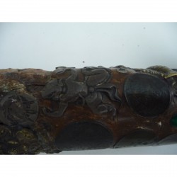 Antique Opium Pipe with Stone and Coin Inlay – India, Early 20th Century - AND100