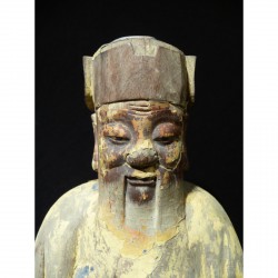 Chinese City God Figure in Wood with Yellow Tones – 19th Century - AND55