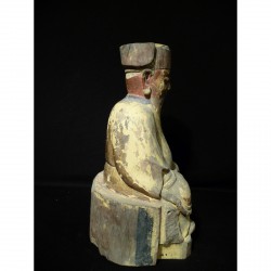 Chinese City God Figure in Wood with Yellow Tones – 19th Century - AND55