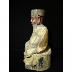 Chinese City God Figure in Wood with Yellow Tones – 19th Century - AND55