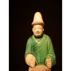 Paar Ming Grabfiguren mit grüner Glasur – China, 14.–17. Jahrhundert - AND54