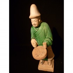 Paar Ming Grabfiguren mit grüner Glasur – China, 14.–17. Jahrhundert - AND54