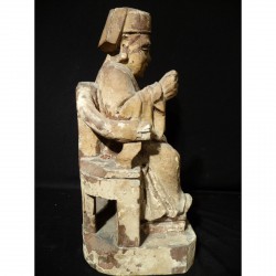 Seated Chinese City God in Wood with Original Polychromy – 19th Century - AND53
