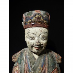 Chinese City God in Wood with Prayer Cavity – Original Paint, 19th Century - AND49