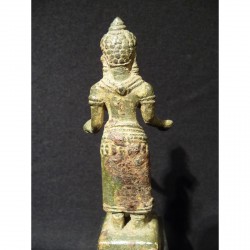 Early Khmer Bronze Figure with Fine Patina – Cambodia, 9th–12th Century - AND45