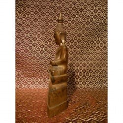 Antiker Shan-Buddha aus Bronze auf großem Thron – Burma, 18. Jahrhundert, 27 cm - BR195