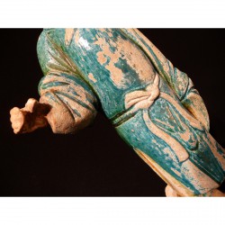 Rare Ming Tomb Figure with Bluish Glaze – China, 14th–17th Century - AND36