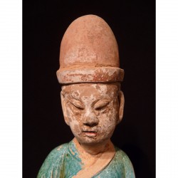 Rare Ming Tomb Figure with Bluish Glaze – China, 14th–17th Century - AND36