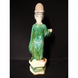 Seltene Ming Grabfigur mit bläulicher Glasur – China, 14.–17. Jahrhundert - AND36